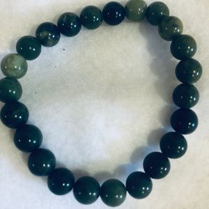Woman’s Asian Natural Stone Beaded Strand Bracelet In Onyx
